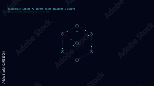 Blockchain network ledger and secure crypto asset transfer with glowing data packets and connected nodes loop animation for digital currency 4K.