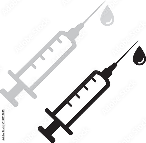 Minimal Syringe Injection and Medicine Drop Medical Healthcare Vector Icon