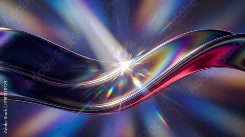 Abstract Light Beam Hitting Metallic Wave in Dynamic Motion