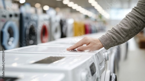 Exploring modern washing machines in an appliance store