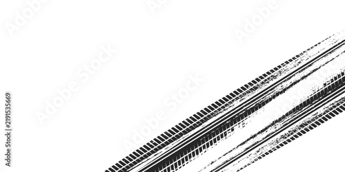 Auto tire tread grunge element. Car and motorcycle tire pattern, wheel tyre tread track. Black tyre print.