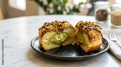 Dubai Pistachio Kunafa Chocolate Donut