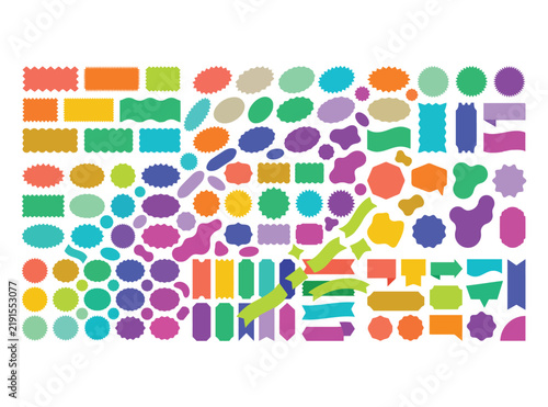 Colorful set of flat illustration speech bubbles and shapes isolated on transparent background, Vector, illustration