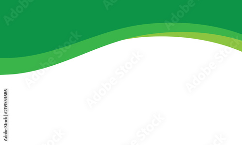 Abstract green wavy background template with curved layers and white copy space