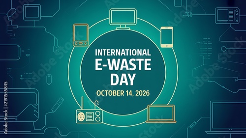 International e-waste day design with electronic gadgets