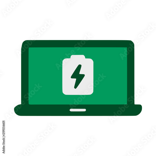 Green Laptop Battery Charging Power Icon
