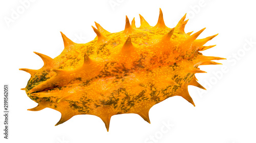 фотографія Fresh ripe orange kiwano horned melon with spiky skin texture