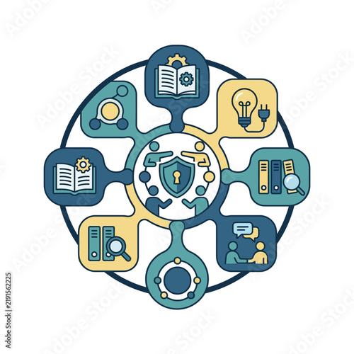Data Security and Knowledge Management System Business Infographic Concept