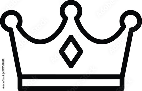 Картината върху платно Minimalist crown icon, royal king headwear vector, black outline tiara symbol