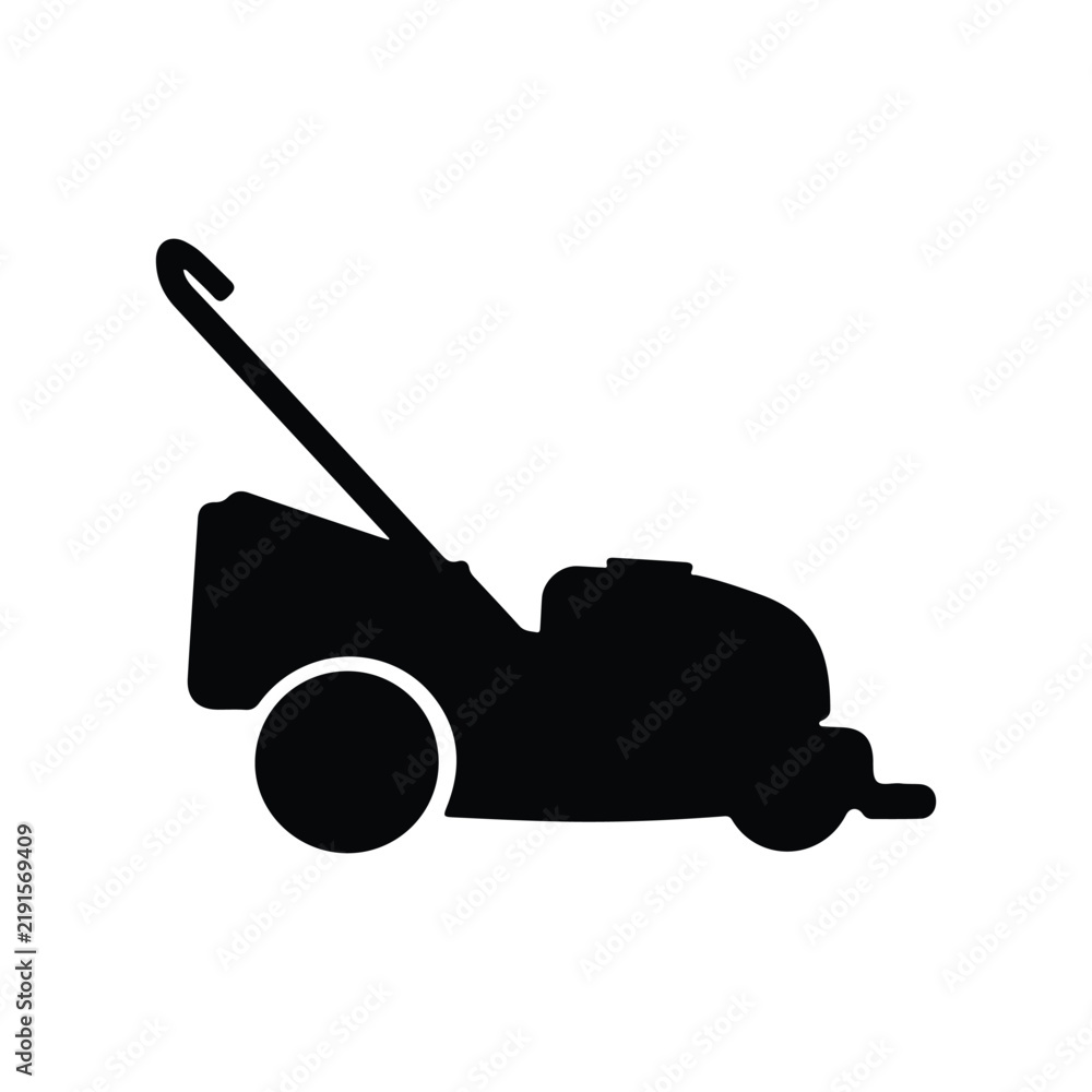Fototapeta premium A simple black Lawn Mower silhouette vector a white background