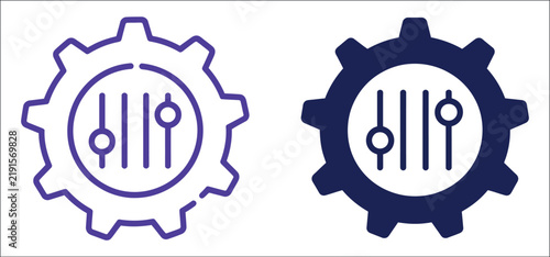 Mass customization icon, personalized product manufacturing tailored design options customer choice flexible production and individualization concept
