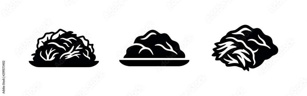 Obraz premium Chopped herb icons, salad leaves and garnish silhouettes.