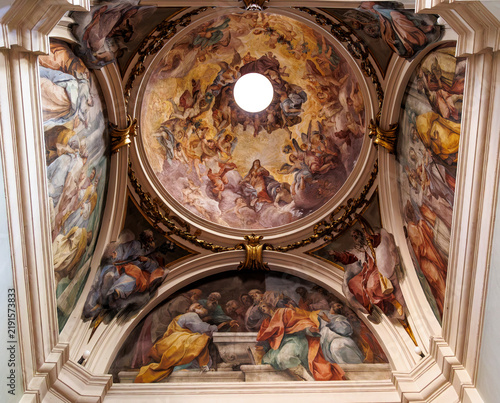 Richly decorated interior of San Frediano in Cestello church in Florence, Tuscany, Italy, Europe