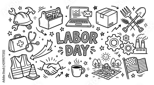 Labor Day Doodle Illustration Collection