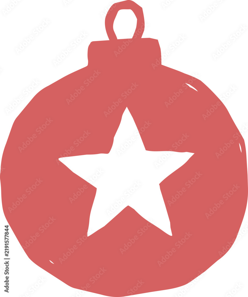 Naklejka premium Red christmas ornament with white star flat illustration