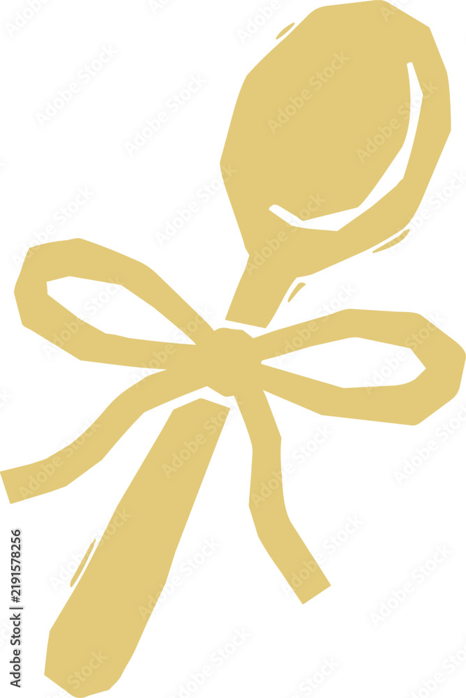 Naklejka premium Gold christmas ornament with hand drawn bow