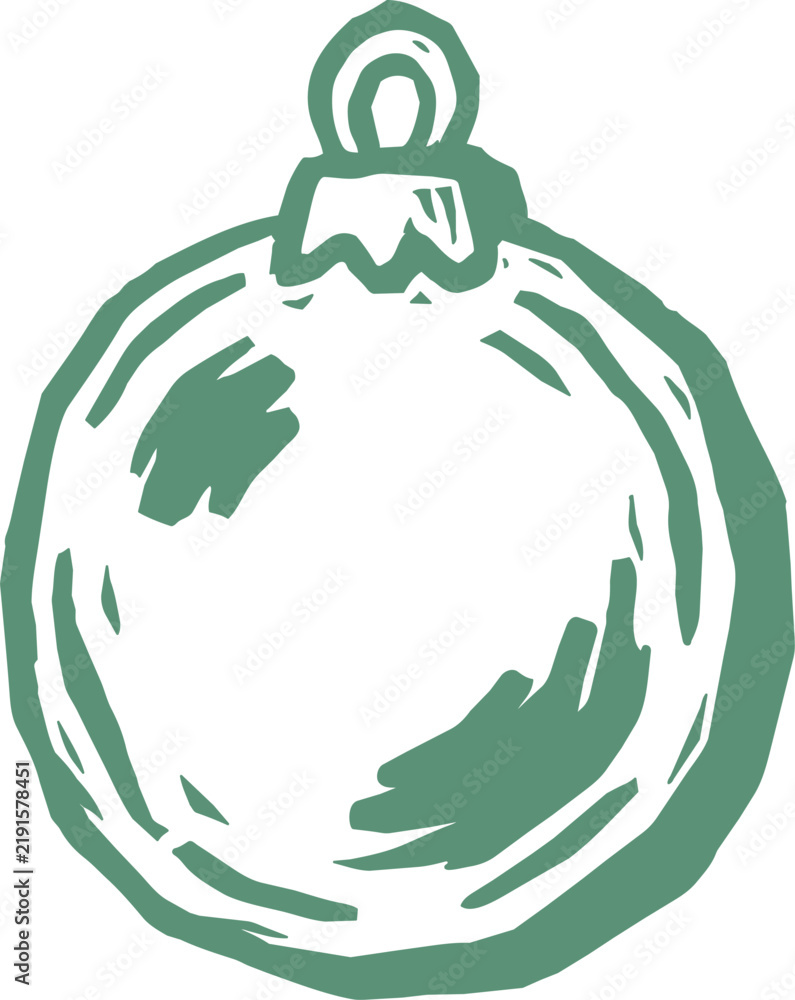 Naklejka premium Green hand drawn christmas ornament illustration