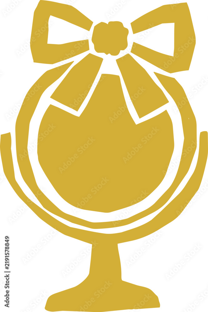 Naklejka premium Golden christmas ornament with bow in flat illustration style