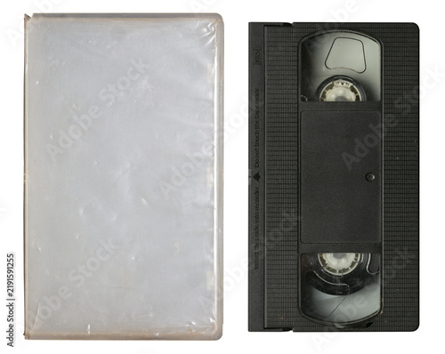 Grunge VHS video cassette tape with transparent case, png isolated on transparent background