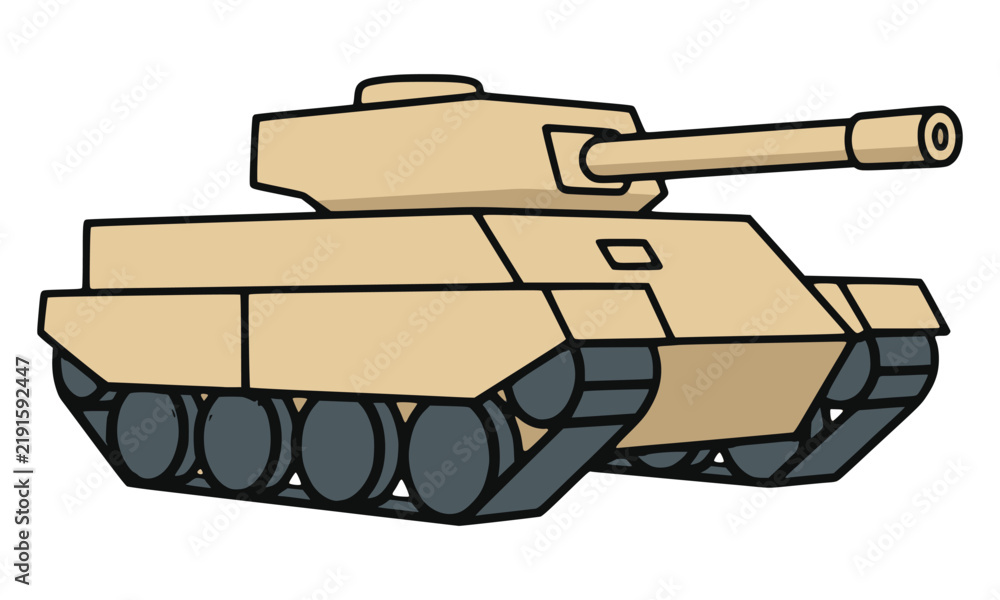 Fototapeta premium tank armored military transportation vehicle flat color vector illustration template design