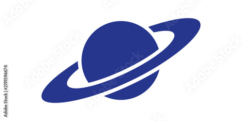 Cuadro en lienzo Saturn blue planet icon flat vector design for space exploration projects