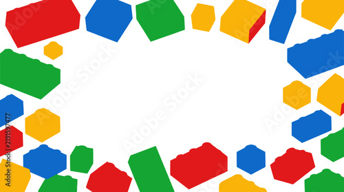 Colorful Plastic Building Blocks Frame Background with Copy Space
