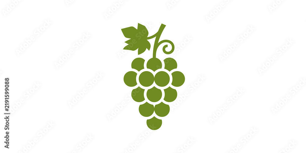 Obraz premium Green grape bunch fruit icon with transparent background for food labels.
