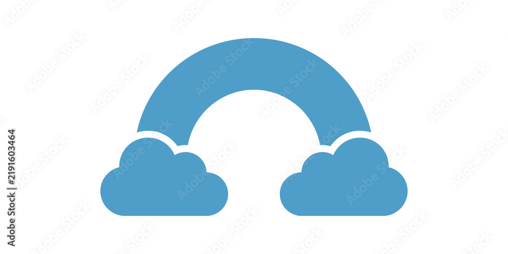 Obraz premium Rainbow with clouds icon showing weather element for climate atmosphere.