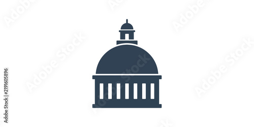 Dark building dome architecture icon for government and institutional use.