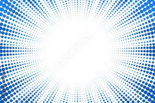Blue halftone radial burst backdrop for comic book covers, superhero promotions, and pop art layouts