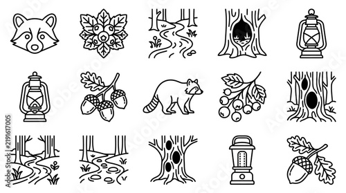 Vintage Hand Drawn Farm Animal Vector Illustration Set with Horse, Cow, Dog, Christmas Tree, Flowers, Village Sketches, Retro Doodle Icons and Cartoon Symbols