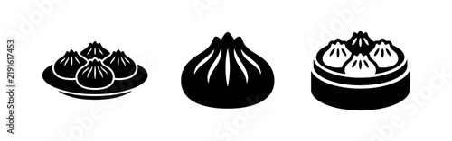 Dumplings Icons Set Khinkali Xiao Long Bao Steamed Meat Buns Asian Cuisine