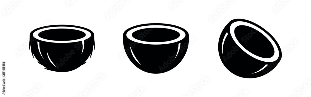 Obraz premium Coconut fruit icons set