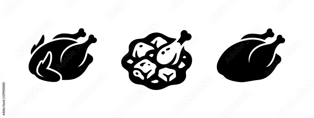 Obraz premium Roasted chicken icons set