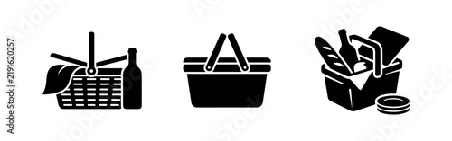 Bild auf Leinwand Set of picnic basket icons