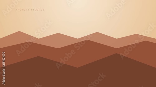 Minimalistic desert landscape with geometric mountain shapes