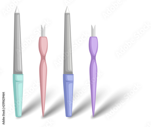 Cuadro en lienzo Four manicure cuticle pushers isolated on a transparent background