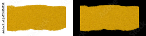 Yellow paint brush stroke cutout on transparent background for design