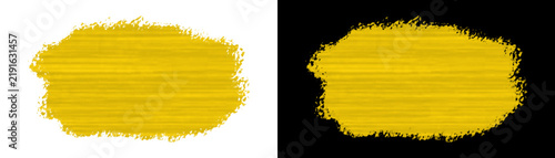 Yellow paint stroke isolated on transparent background for layout