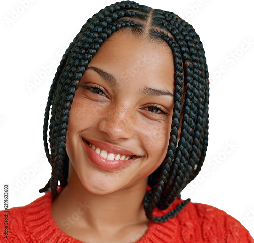 Smiling young woman with box braids