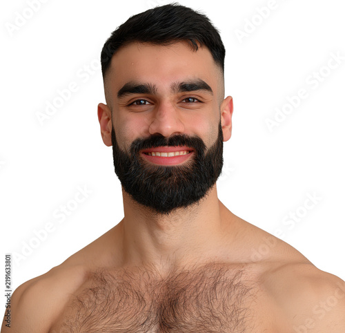Bearded young man with a soft smile