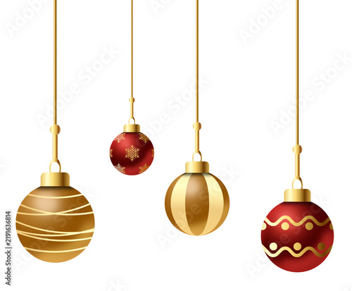 Elegant Red and Gold Hanging Christmas Ornament