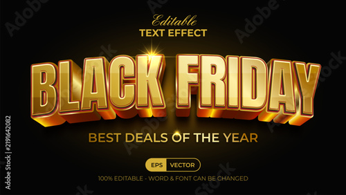 Editable Gold Text Effect Sale Offer Typography Black Friday 3D Style Design.