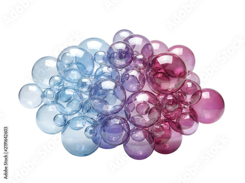 Colorful 3d gemstones cluster on white background