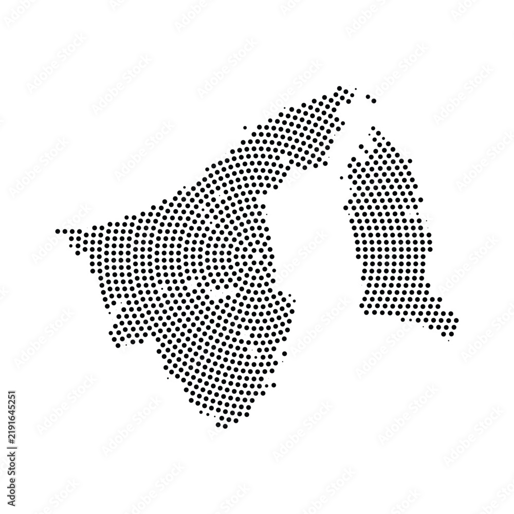Obraz premium Brunei map made of black halftone dots