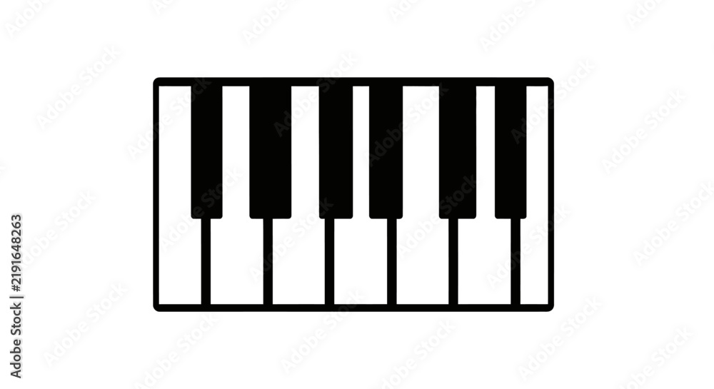 Obraz premium Minimalist Piano Keyboard Icon, Music Symbol, Black and White Keys, Vector Graphic, Simple Design