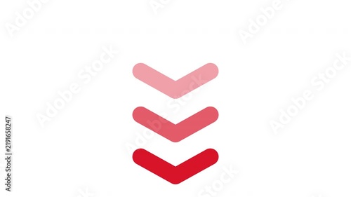 red triple arrow pointing down loop animation with alpha channel