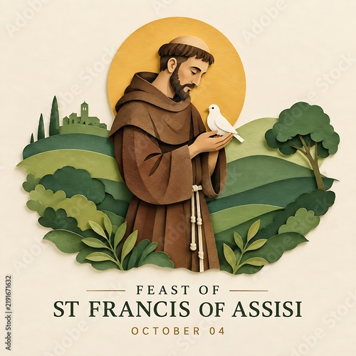 Saint francis of assisi reading in nature