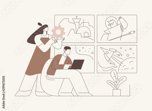 Bild auf Leinwand Game storyboarding isolated cartoon vector illustrations.