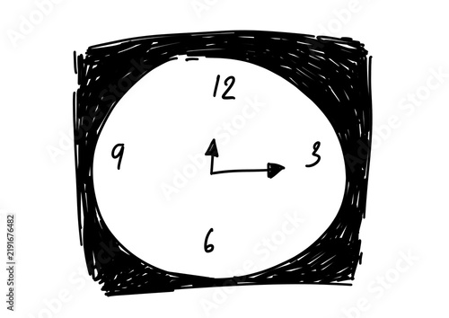 Obraz na plátně Cute hand drawn wall clock doodle vector illustration